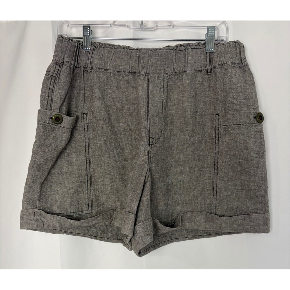 Hei Hei Anthropologie Gray Linen Blend Marine Utility‎ Shorts Size M Euro Summer